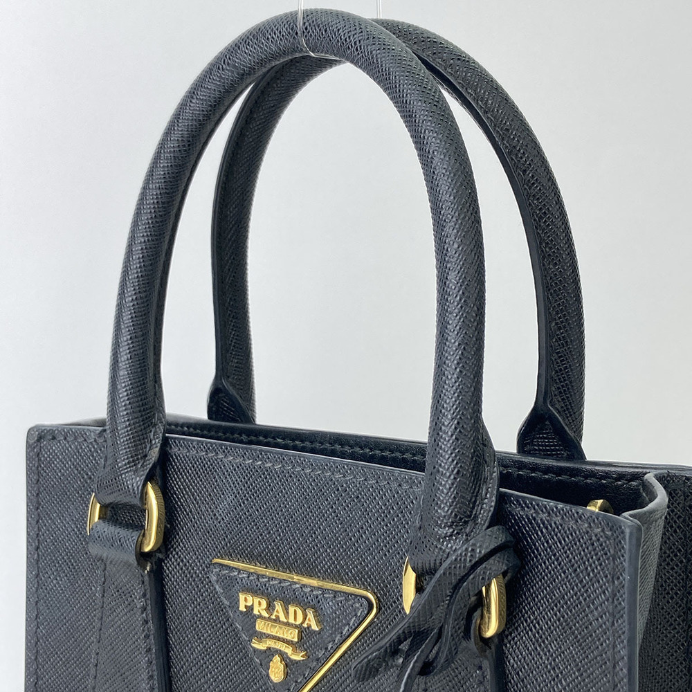 Prada Leather Bag Saffiano Shoulder Tote Black - Picture 5 of 6